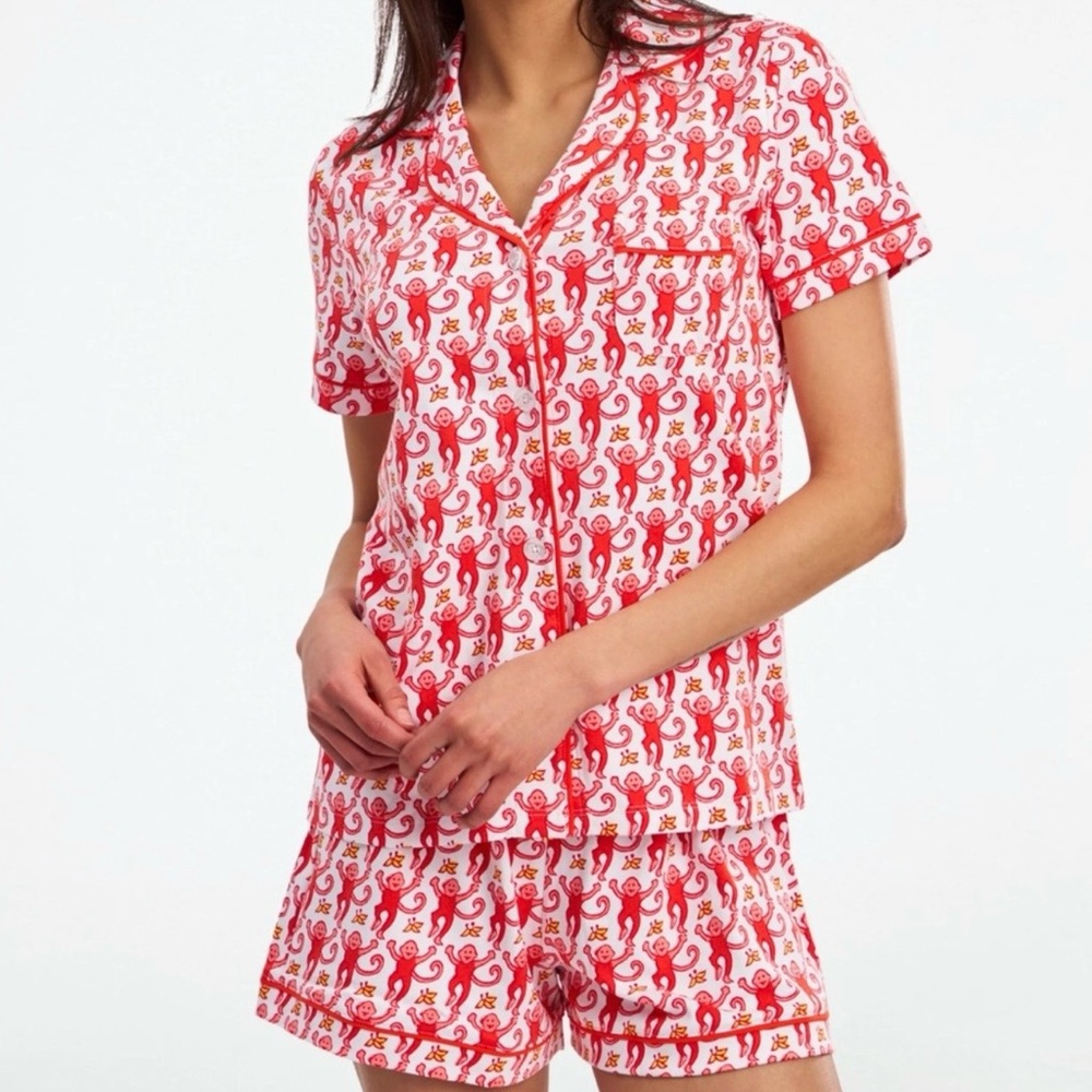 Roller Rabbit Red Monkey Print Pajamas